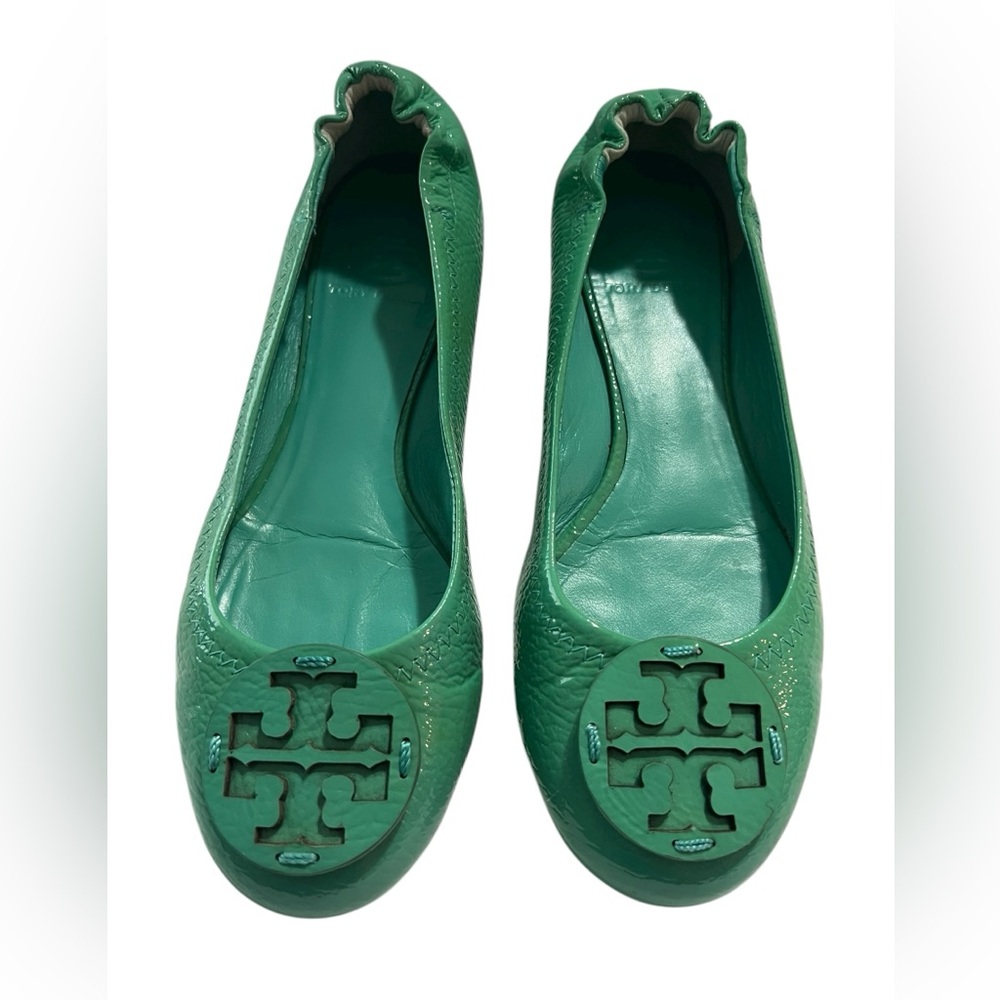 Tory Burch Patent Leather Ballet Flats. Teal-green. size 7.5 M